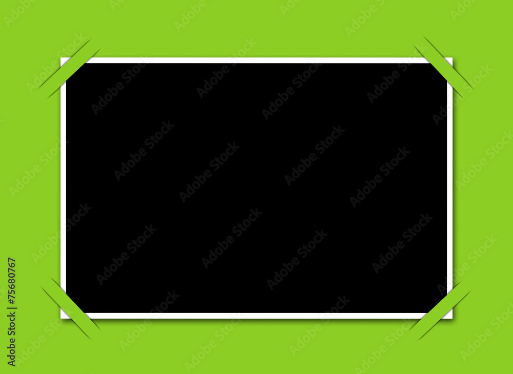 cadre noir pour photo sur fond vert avec encoches Photos
