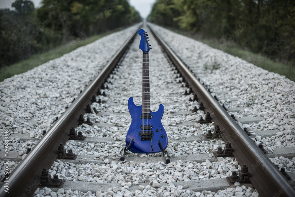 Beautiful blu electric guitar