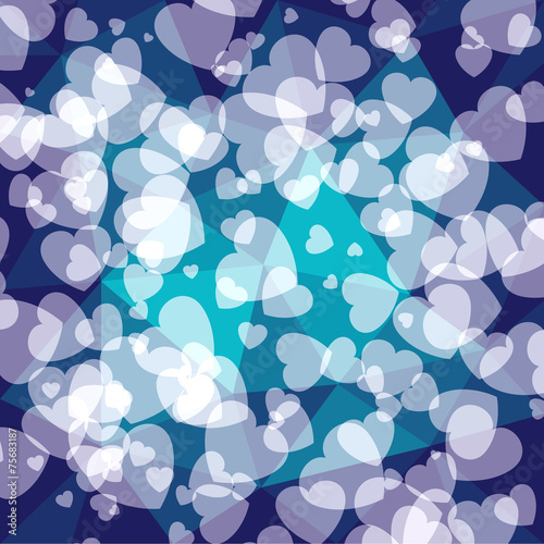 white hearts on blue background - vector illustration