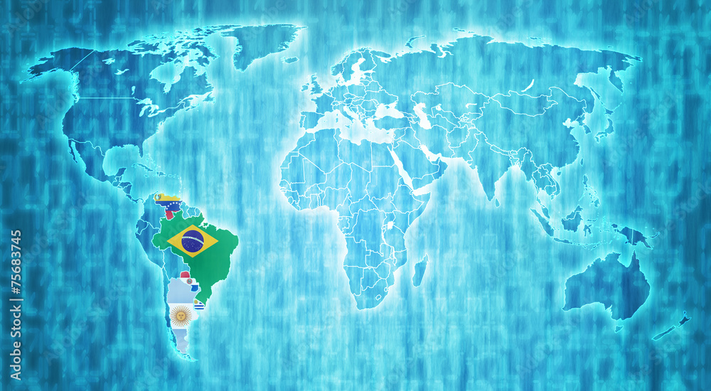 Fototapeta premium Mercosur territory on world map
