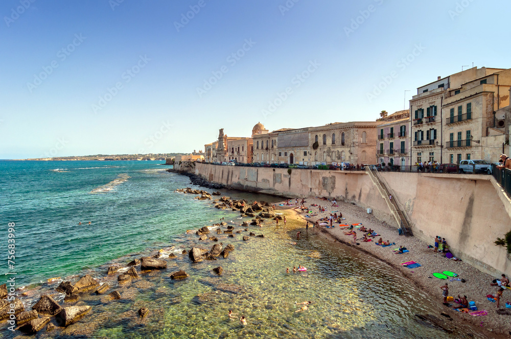 Ortigia and Mediterranean sea in Syracuse, Sicily, Italy