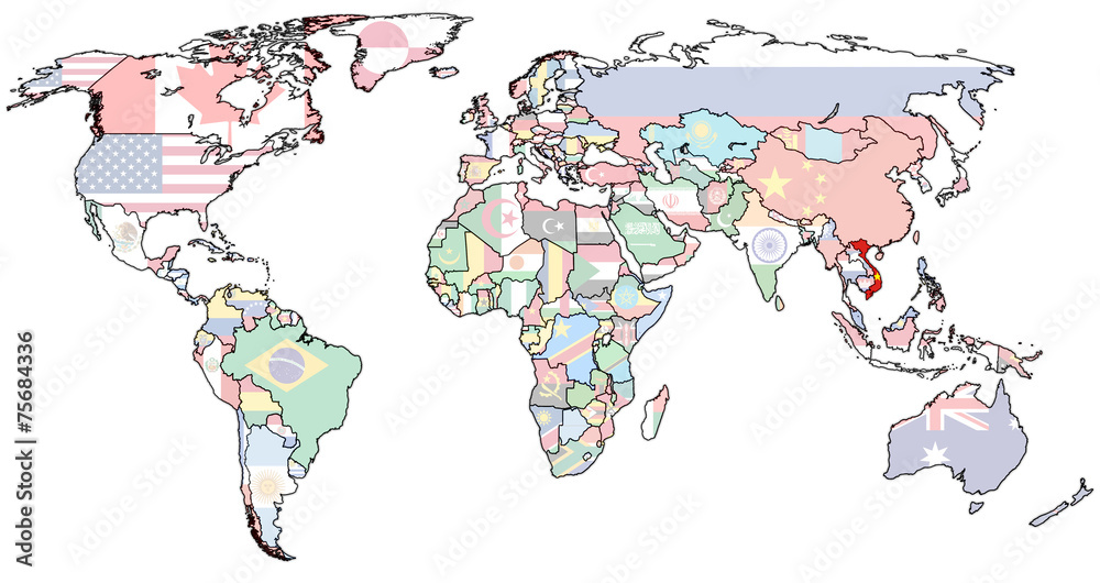 Obraz premium vietnam territory on world map