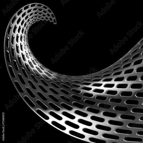 Abstraction with a metal grid on a black background