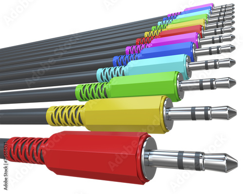 Audio cables with colored plugs