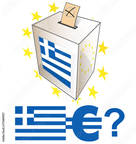 greek election day with urn on white bcackground photo