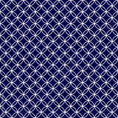 Navy and White Interlocking Circles Tiles Pattern Repeat Backgro