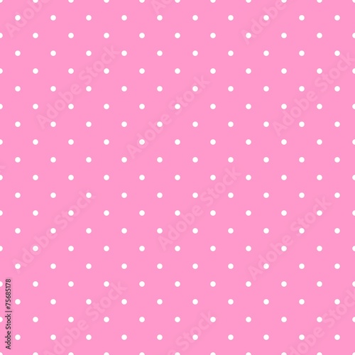 Tile vector pattern with white polka dots on pink background