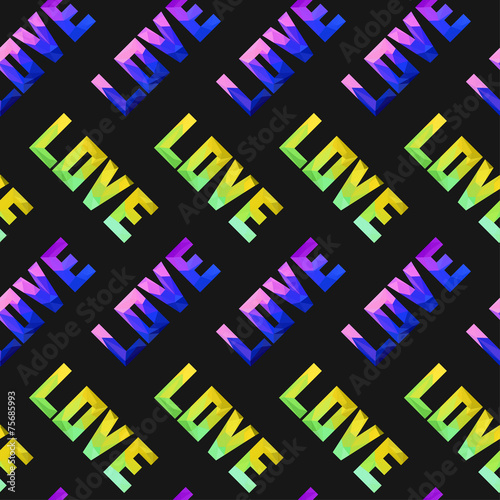 geometric abstract polygonal love words seamless pattern backgro
