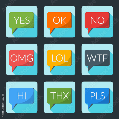 Colorful speech bubble with internet acronyms