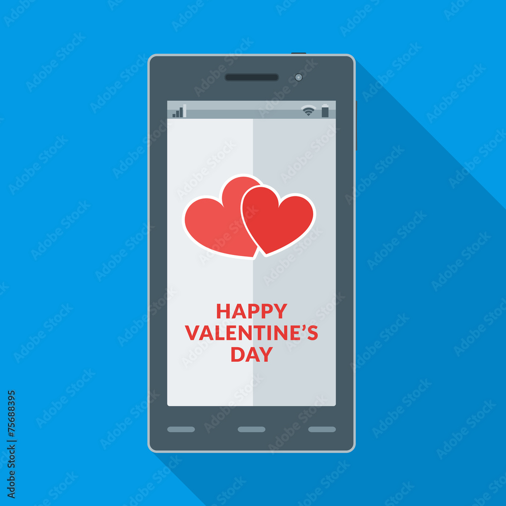heart icon on the smartphone's display heart icon on the smartphone's display