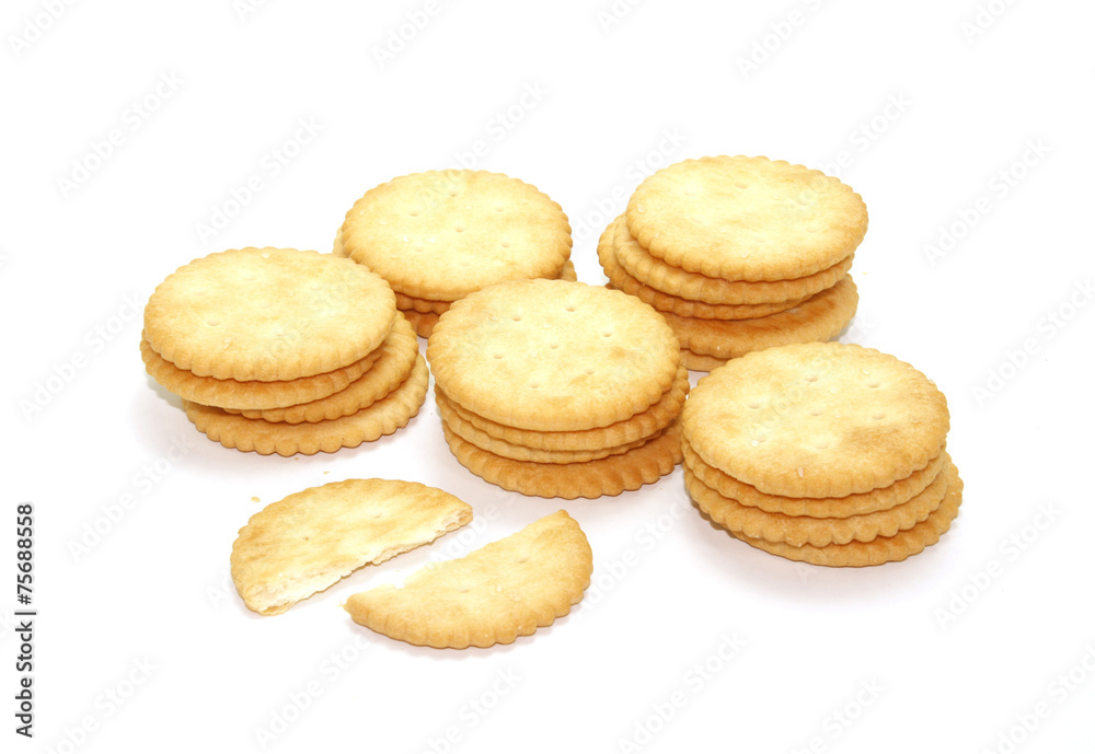 Cracker cookies isolated on white background