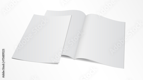 blank opened magazine template with cover