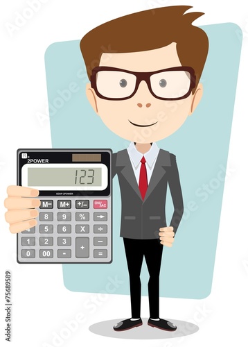 Businessman or Accountant with a Calculator, Vector Illustration