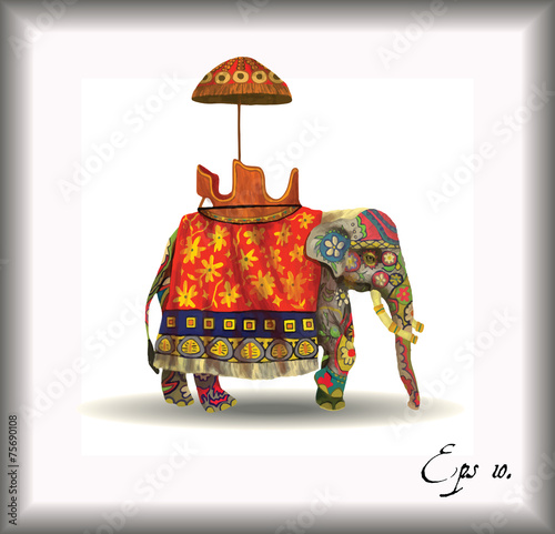 Indian elephant illustration. Hand drawn vector.