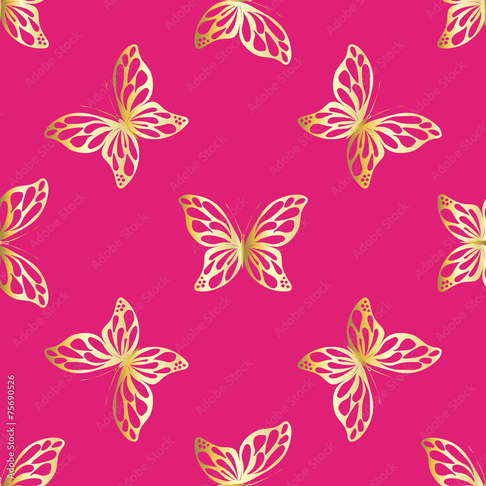 Fototapeta premium Gold butterfly seamless