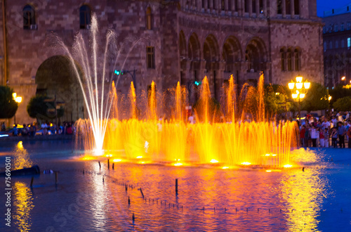 Singing fountains in the central square in Yerevan. The Republic