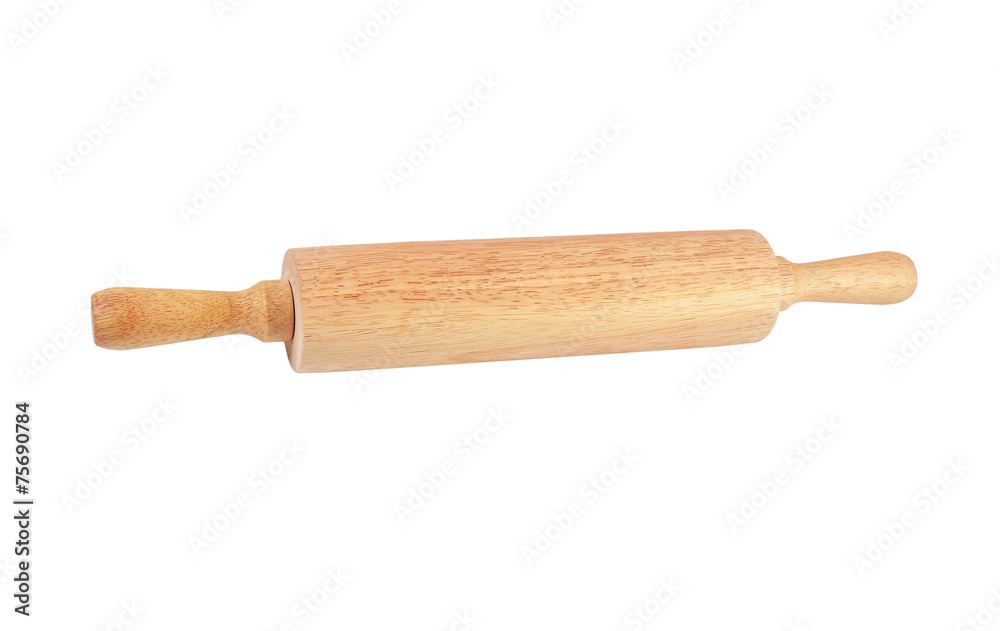 Wooden rolling pin, isolated on white background Wooden rolling pin, isolated on white background