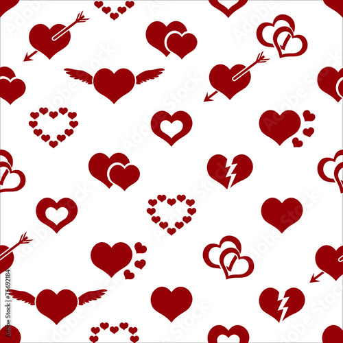 set of red valentine hearth love symbols seamless pattern eps10
