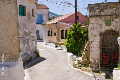 Narrow street in the village - Valanio, Corfu, Greece