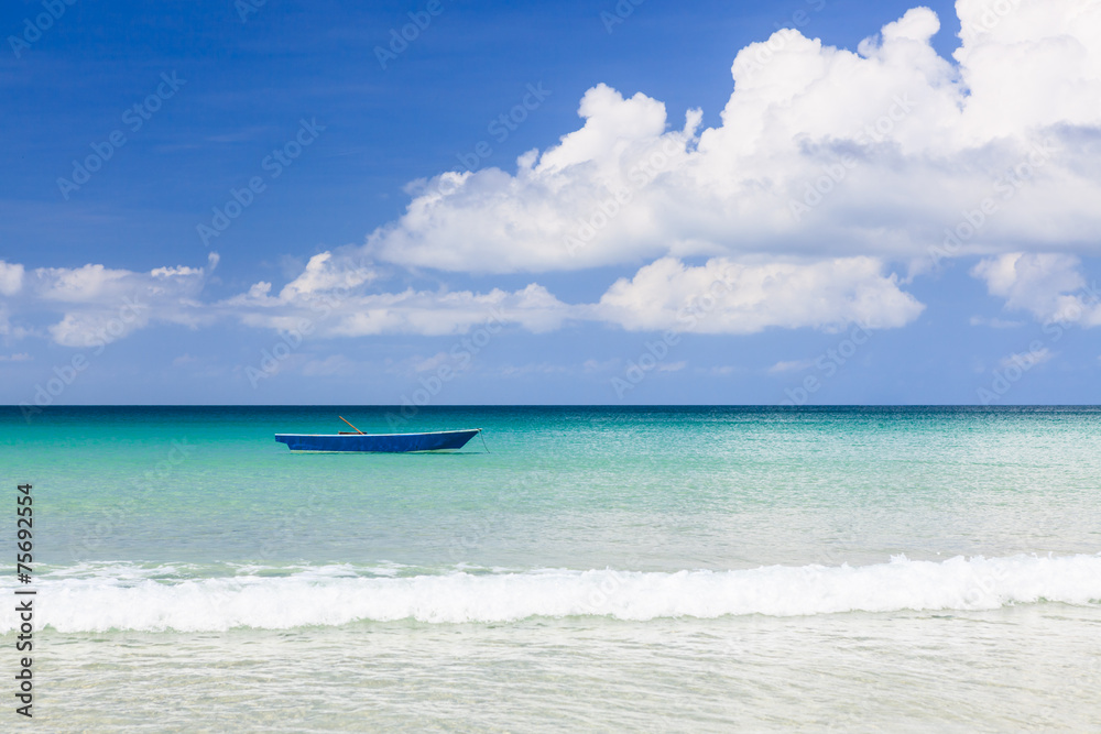 Fisher boat and clear turquoise water Fisher boat and clear turquoise water