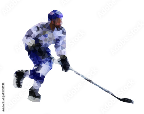 Hockey player. Vector drawing created from triangles
