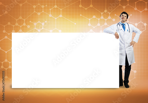 Doctor with banner