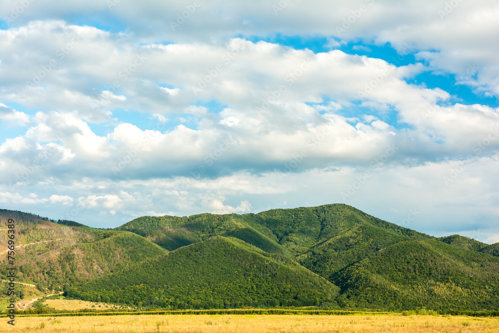 Carpathian Mountains Landscape With Blue Sky In Summer
