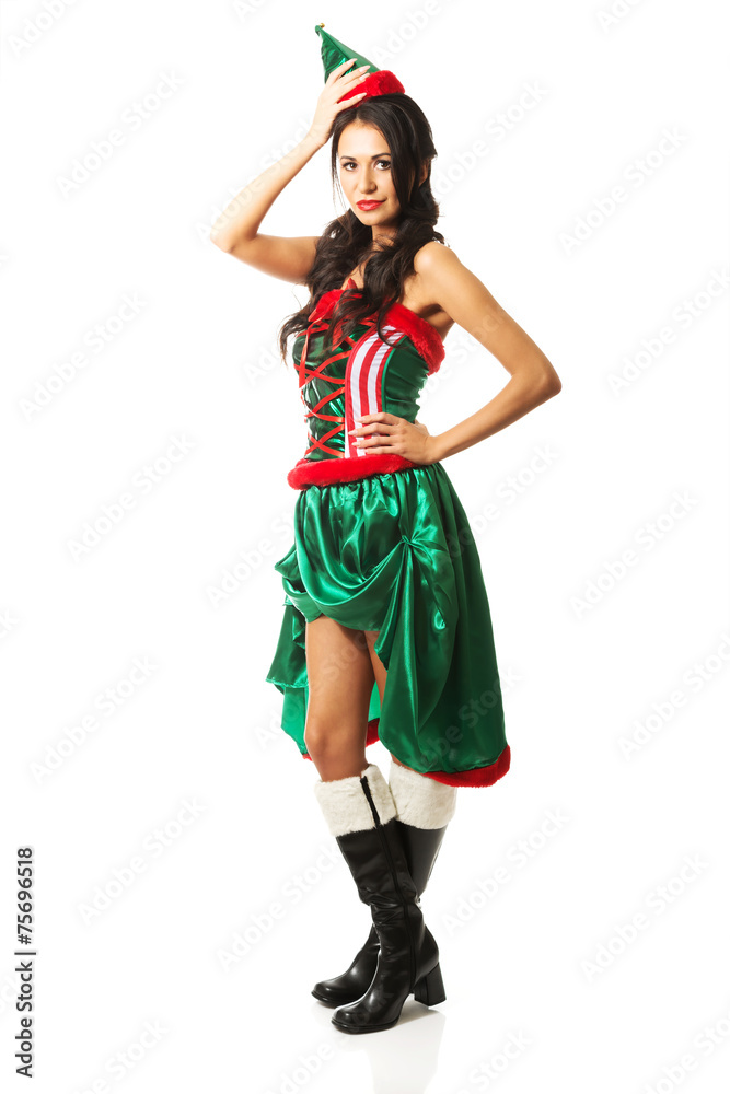 Full length woman wearing elf clothes Full length woman wearing elf clothes