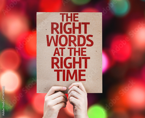 The Right Words At The Right Time card with colorful background photo