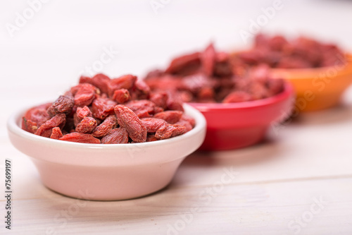 Chinese wolfberry(Lycium barbarum) on white background. goji 