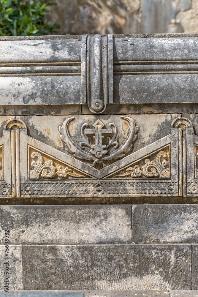 Stone ornament on the grave