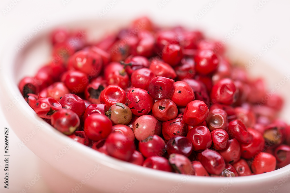 Red pepper, peppercorns in bowl. hot spices Red pepper, peppercorns in bowl. hot spices
