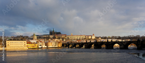 Prague Castle with Charles Bridge, Prague, Czech Republic