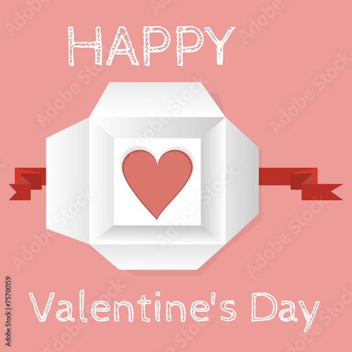 greeting card for Valentine's Day. Heart in an open gift box