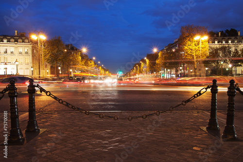 Parisian Champs Elysees in evening,