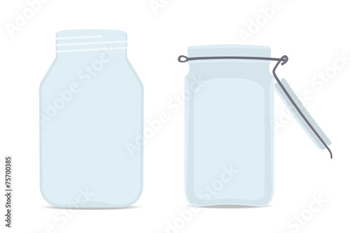 Set of Empty glass jars. Isolated on white background, vector il