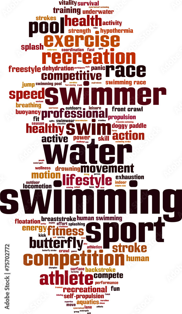 Obraz premium Swimming word cloud concept. Vector illustration