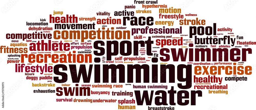 Swimming word cloud concept. Vector illustration