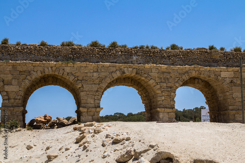 Ancient roman Aqueduct in Ceasarea, Israel