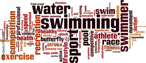 Swimming word cloud concept. Vector illustration