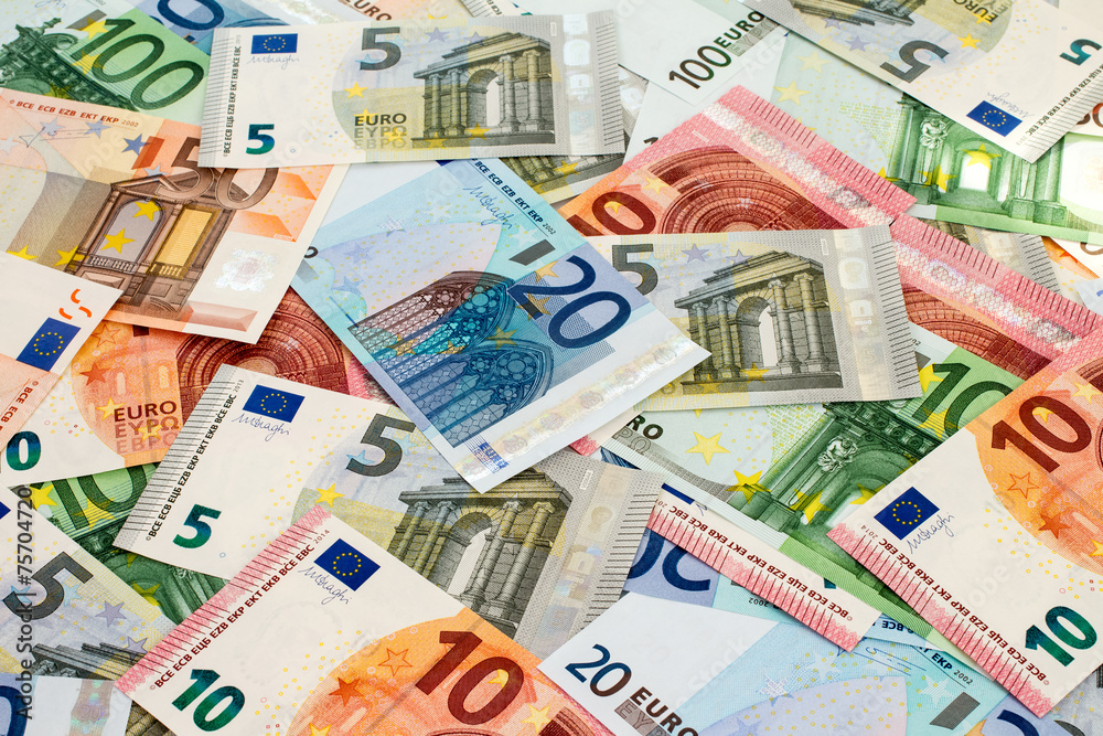 Heap of different Euro banknotes Heap of different Euro banknotes
