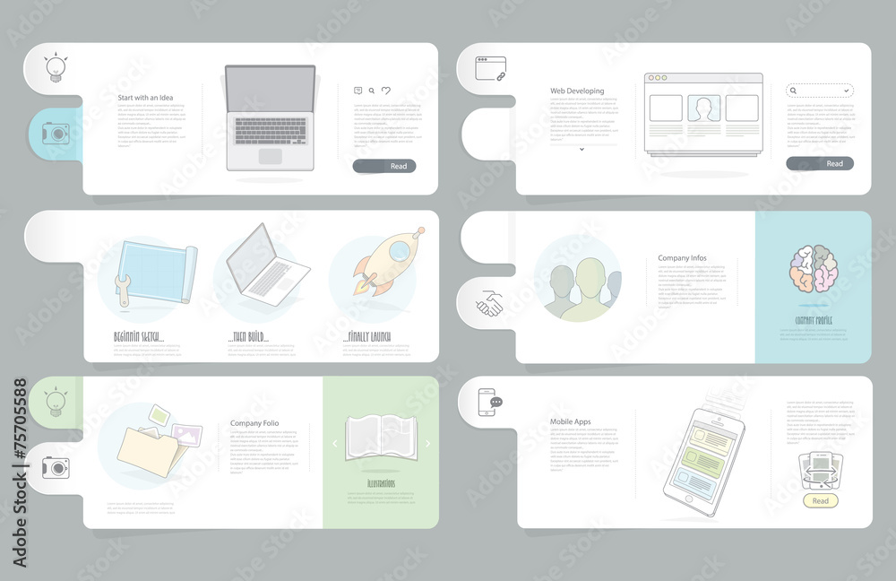 Website templates elements for company portfolio Website templates elements for company portfolio