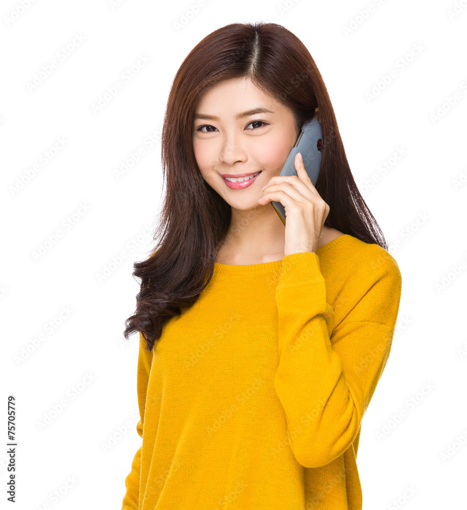 Woman talk to mobile phone