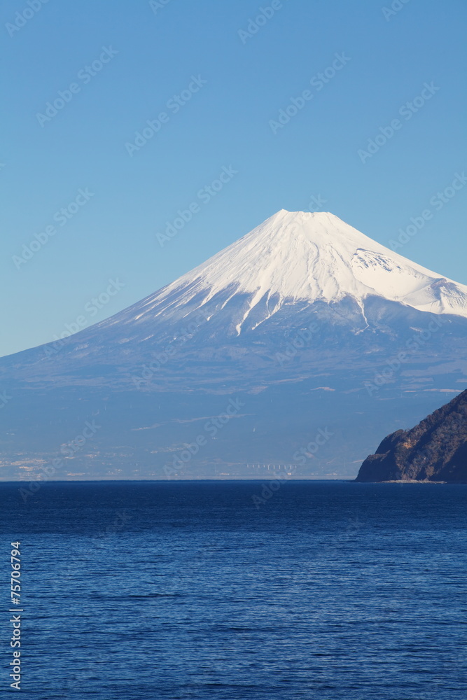 Mountain Fuji and sea from Izu city Shizuoka prefecture , Japan