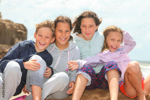 portrait of happy children outdoors