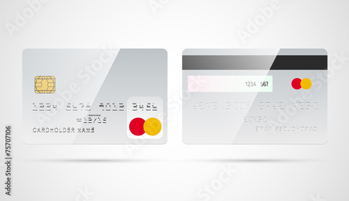 Blank silver debit or credit card template with chip vector