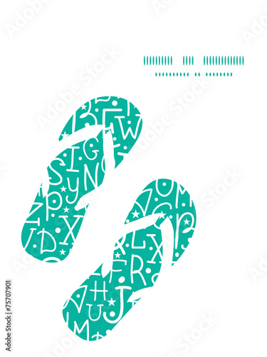 Vector white on green alphabet letters flip flops silhouettes