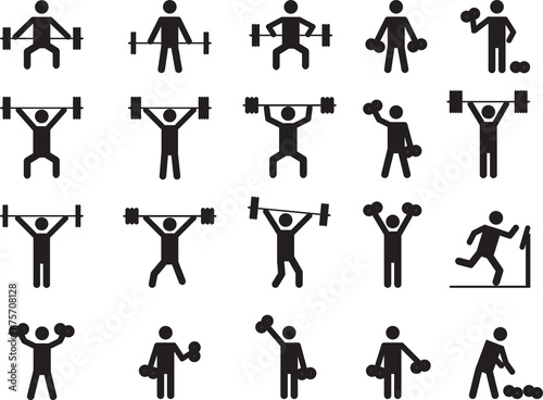 Pictogram people with weights illustrated on white