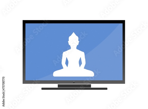 Silhouette de Bouddha dans un écran de télévision