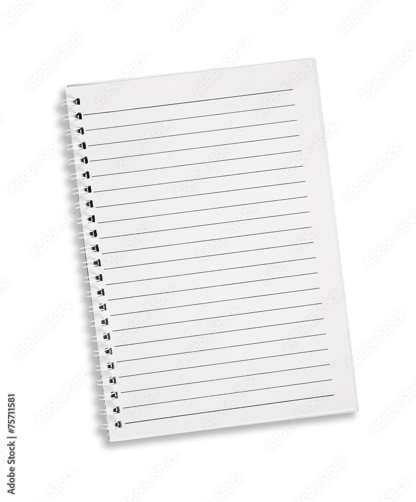 Blank note book with three ring binder holes isolated on white. Blank note book with three ring binder holes isolated on white.